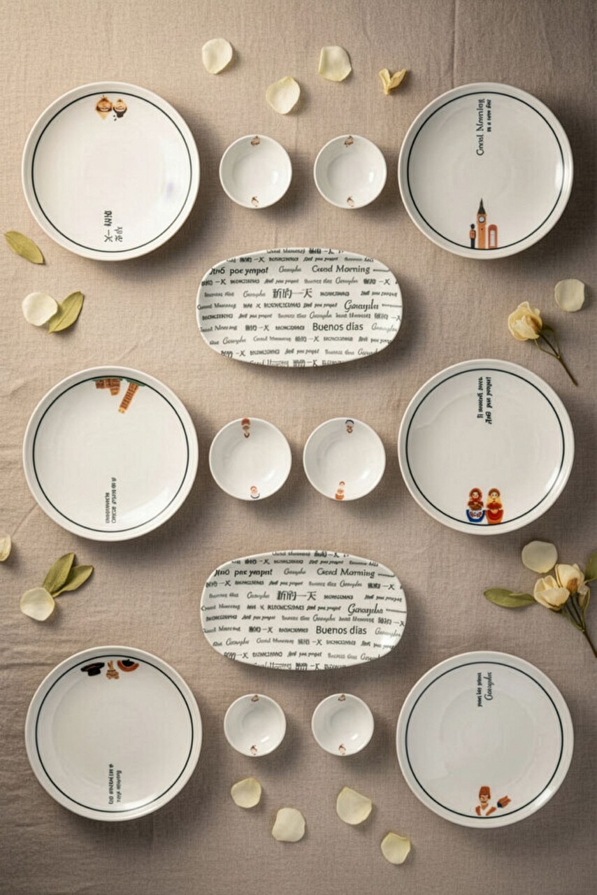 Set de mic dejun, Hermia, 126MBM1406,  Bol: 13 x 13 x 4 cm (2 bucăți), Alb/Negru - imagine 6